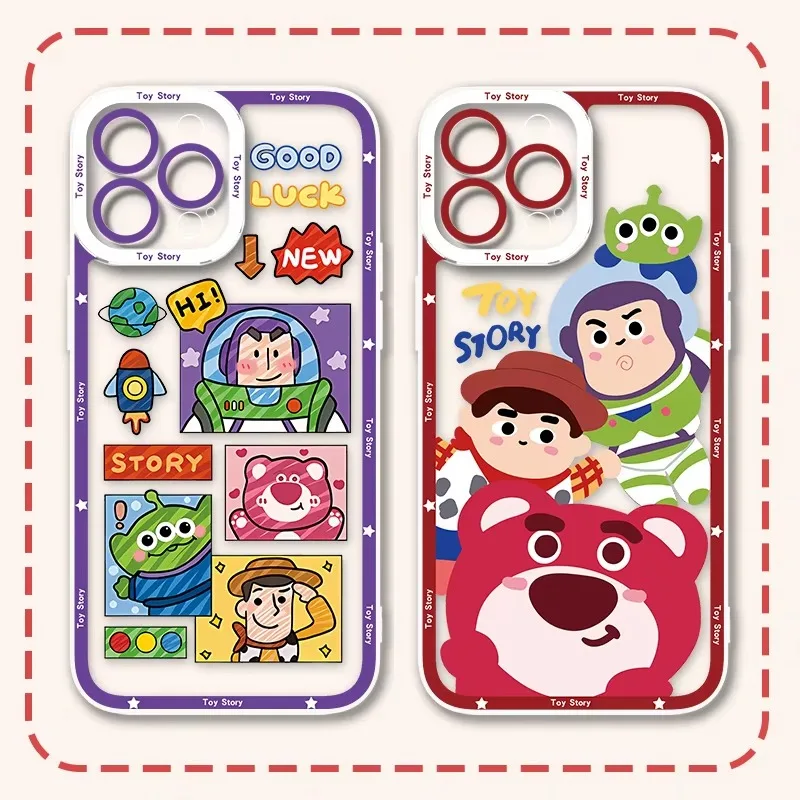 Cartoon Disney Toy Story Case For iPhone 16 Pro Max 15 14 Plus 13 11 12 Pro XR XS X 8 7 SE 2020 Soft Silicone Clear Back Cover