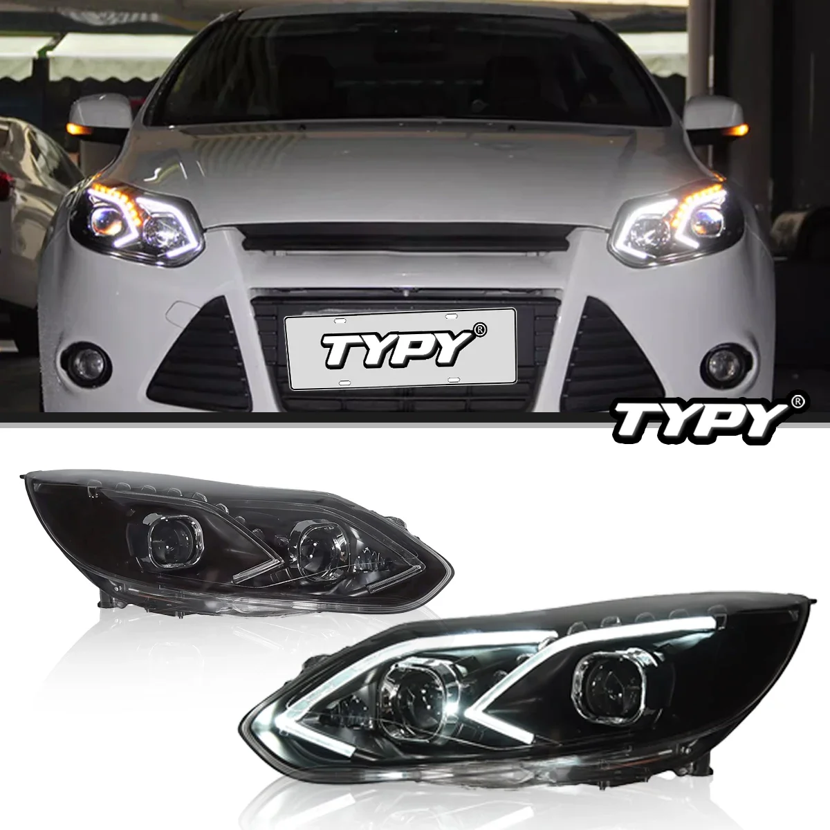 

TYPY Car Light For Ford Focus 2012-2014 Headlight LED Projetor head Lamp Daytime Running Light Automotive Accessories