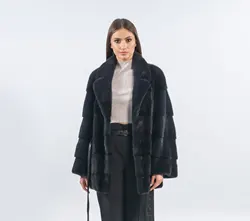 100% Real Mink Fur Coat for Women Large Lapel Warm Winter Fashion European Street Style New