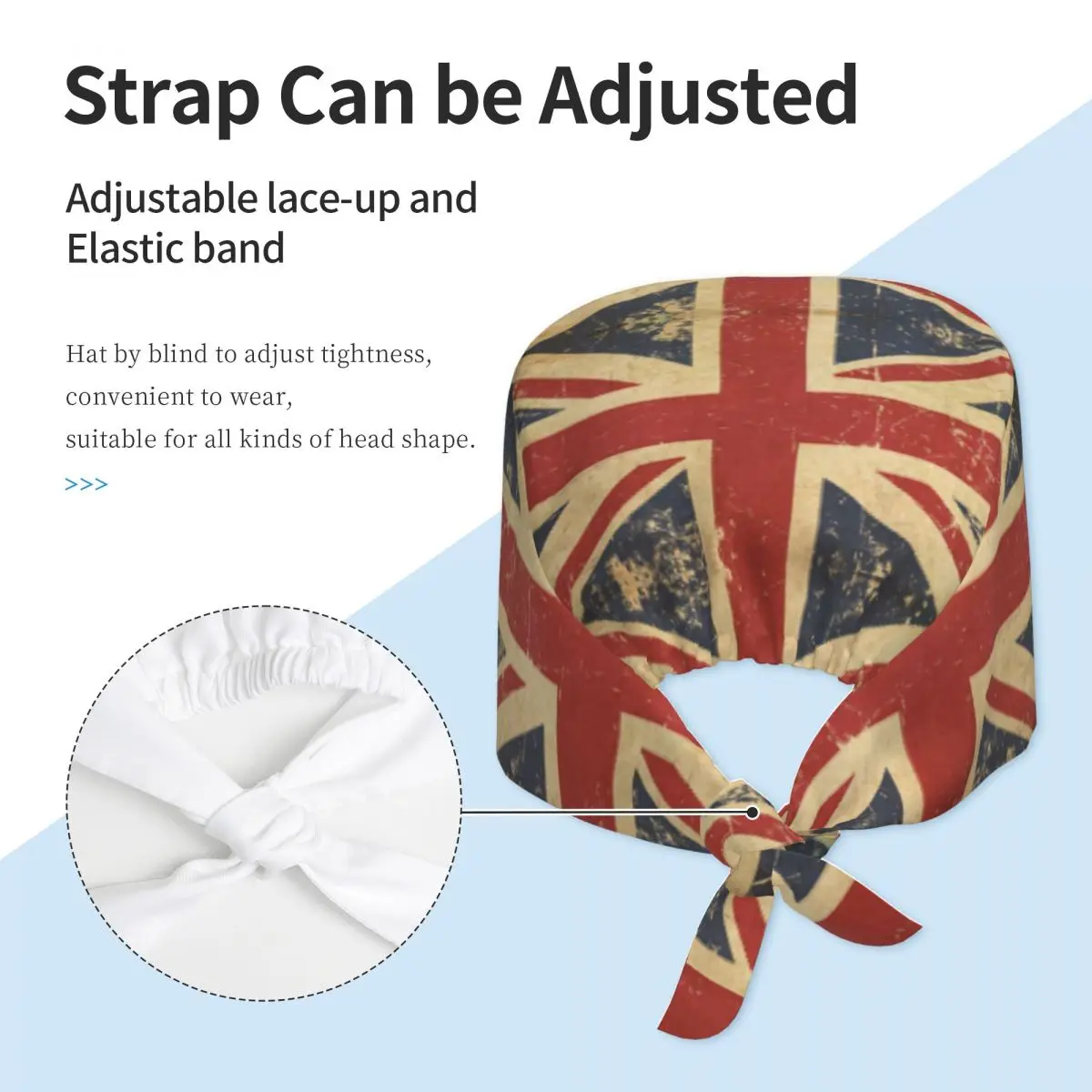 العلم البريطاني تنفس التمريض قبعة العمل الجراحية فرك قبعة للجنسين ممرضة قبعة طبية المملكة المتحدة البريطانية فخور العمل فرك قبعة
