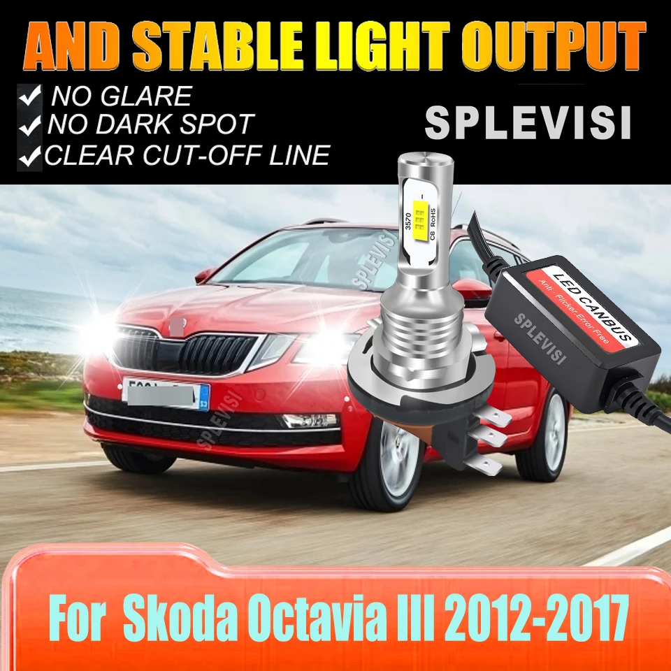 

H15 Bulbs LED High Beam/Daytime Running Light Cnbus Lighting Kit 70W/Pair For Skoda Octavia III 2012 2013 2014 2015 2016 2017