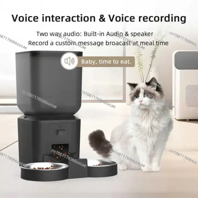 Custom Large Capacity 8L Smart Automatic Dog Cat Feeder 5G Wifi Tuya App Mobile Control Pet Bowls Feeder with Double Bowls