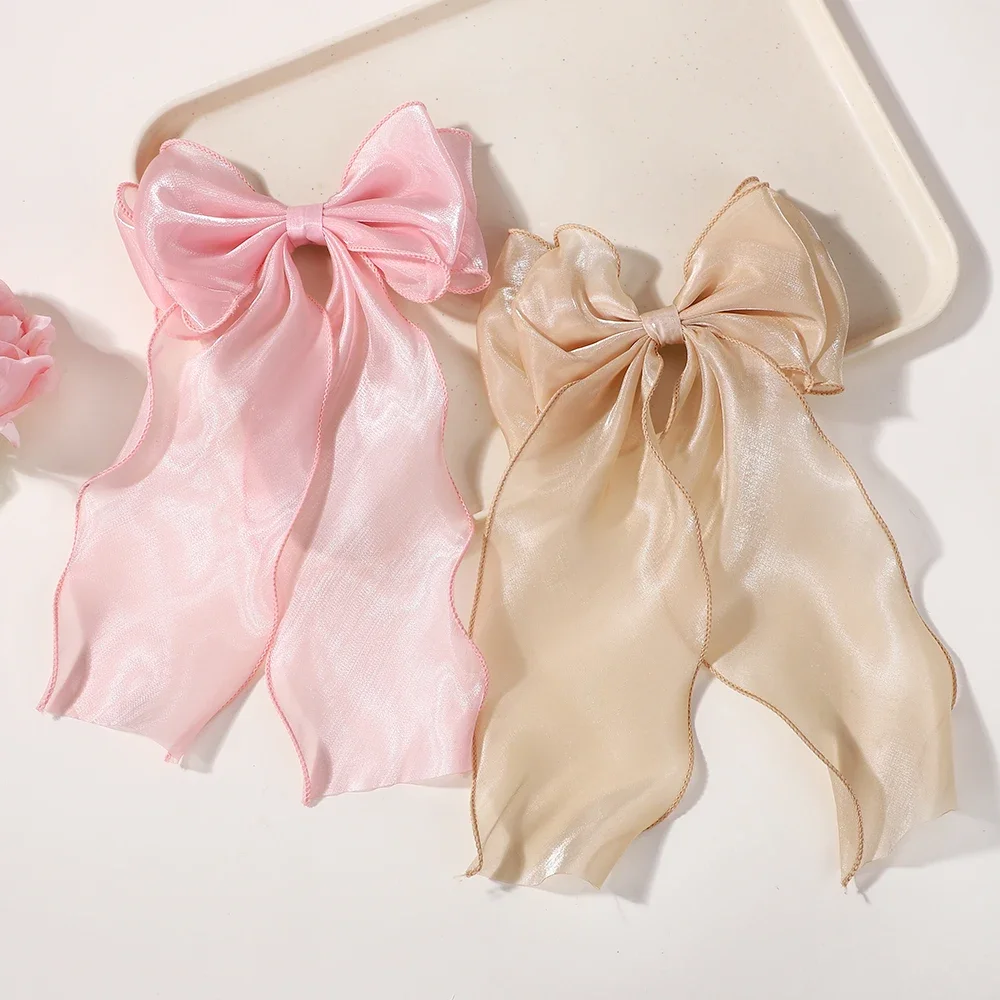 RAINBOW BOWS 25,4 cm elegante Schleife für Mädchen, Pferdeschwanz, Haarspange, Boutique-Garnband, Haarklammern, Damenmode, Haarschmuck – Detail 7