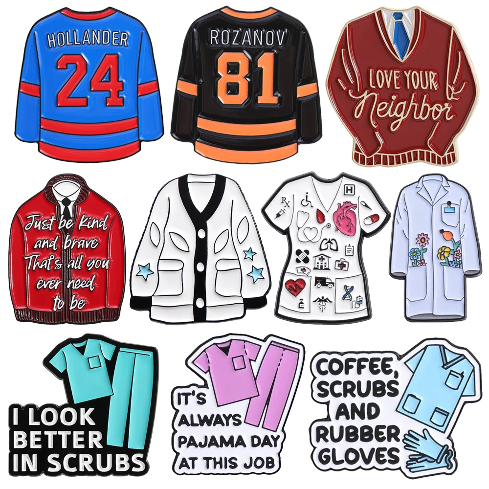 Cartoon Football Jersey Enamel Pins Funny Clothes-Shaped Lapel Badges Medical Nurse Uniform Sweater Brooches Gifts For Friends