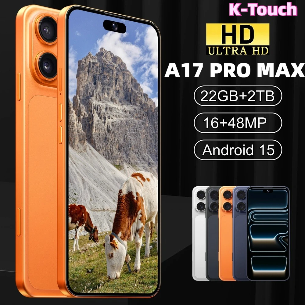 K-Touch Hot Mobiltelefone A17 Pro Max Handy Android 5G 7,3HD 22G+2TB Smartphone 16+48MP Dual-SIM 7800mAh Entsperrt Globale Version