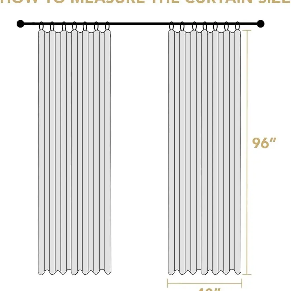 Linen Blended Blackout Curtains, 96 Long, 2-Panel Set, Neutral Heather Natural, Thermal Insulated for Bedroom