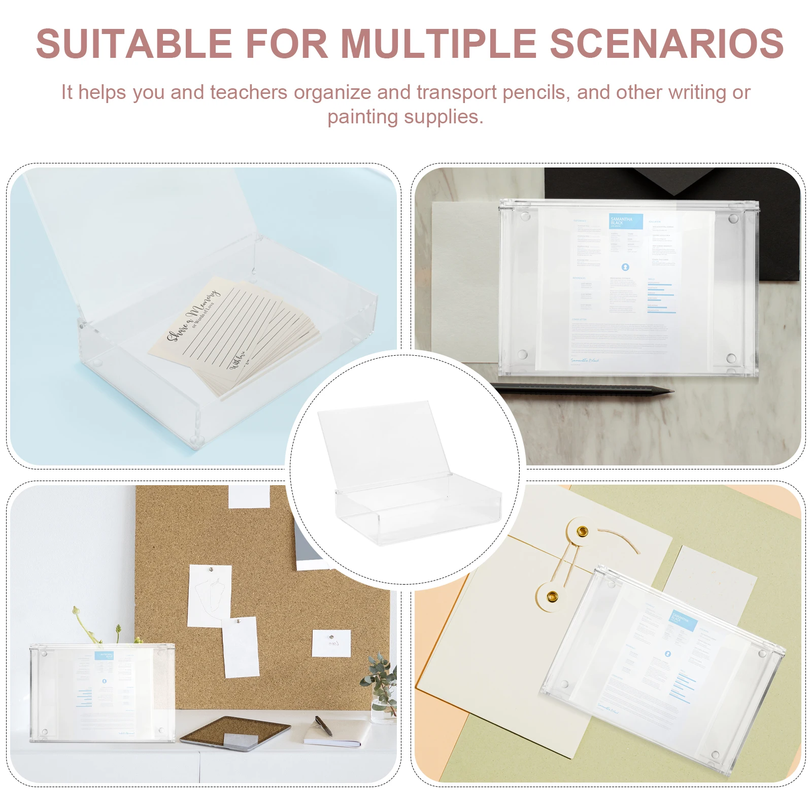 

Acrylic Storage Box 19 7x13 4x4 7cm Transparent Desk ganizer Lid Pencils Pens Office Supplies Clear Boxes Stationery Case