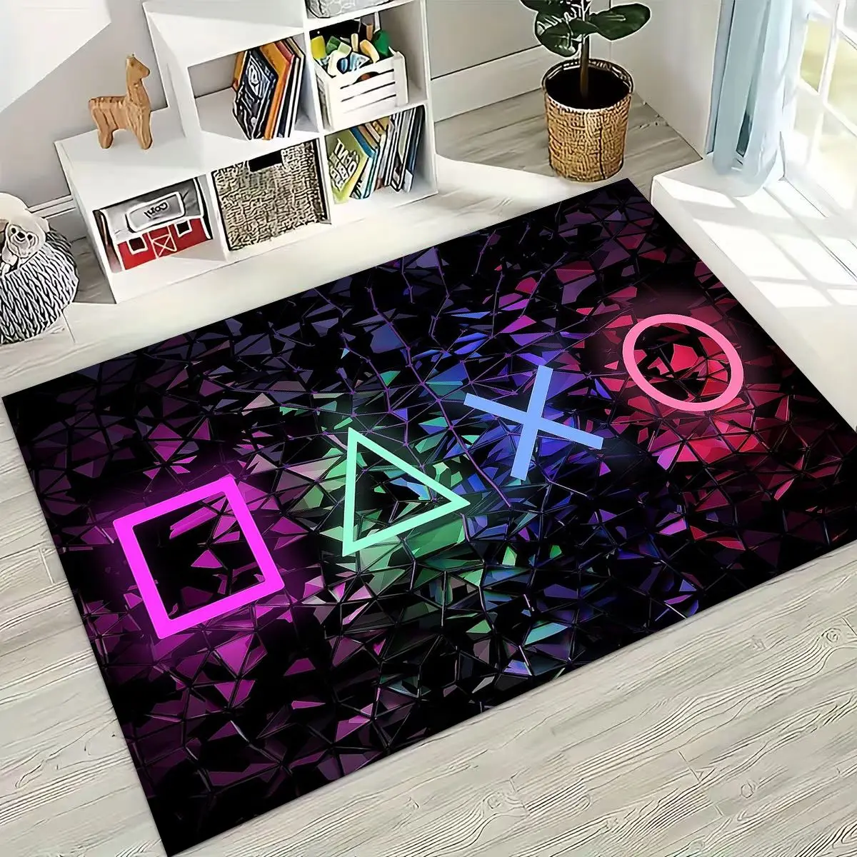 

3D Retro Gamer Zone Game Controller Cartoon Playroom Rug for Bedroom Living Room Sofa Home Doormat Decor, Kid Non-slip Floor Mat