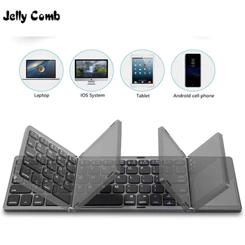 Jöle tarak rechargtouchpad taşınabilir Mini Bluetooth kablosuz klavye Android Windows PC Tablet için Touchpad fare ile katlanabilir