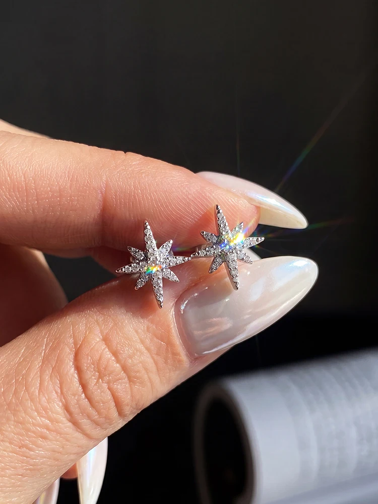 Echte Moissanit-Diamant Stellar Spikes Ohrringe für Damen 925 Sterling Silber Jubiläums-Luxus Hochwertige Feine Schmuckstücke – Detail 2