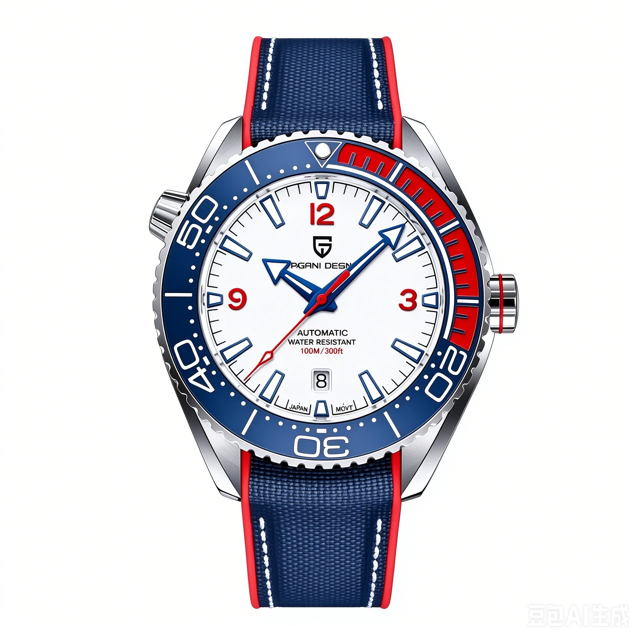 PAGANI DESIGN V2 Blue and White Tone Classic Retro Men Mechanical Watch 42MM Sapphire Glass 100M Waterproof Stainless Steel Automatic Men Watch Gift Watch
