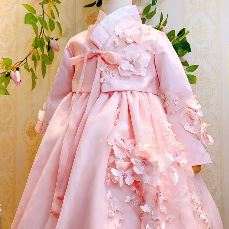 2024 Girls\' New Hanbok for Birthday Gift Girls\' Ancient Hanbok Dress Creative Childrens Korean Top And Dress 2-piece Set LF950