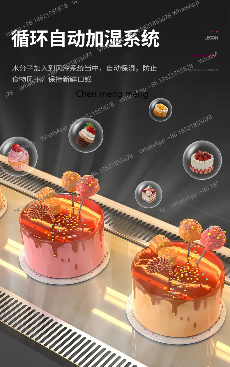 خزانة عرض السوشي لسطح المكتب، كعكة الفاكهة التجارية، كريسبرا، متجر المراحة، فريزر الطعام