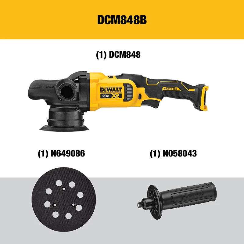 DEWALT DCM848 20V MAX XR Orbit Polisher Cordless Variable Speed Random Brushless Motor Car Beauty Waxing Polishing Machine