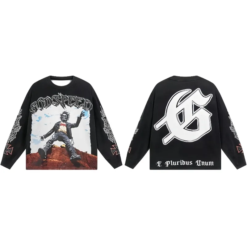 3D Printed Motorcycle T Shirt Men's Long Sleeve Riding Shirt Quick Dry Lightweight Breathable Biker Wear