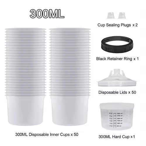 50Pcs/Set Spray Gun Paint Mixing Cup H/O Quick Cup Spray Gun Tank 160ML/300ML/600ML Disposable Paint Cup - Image 5