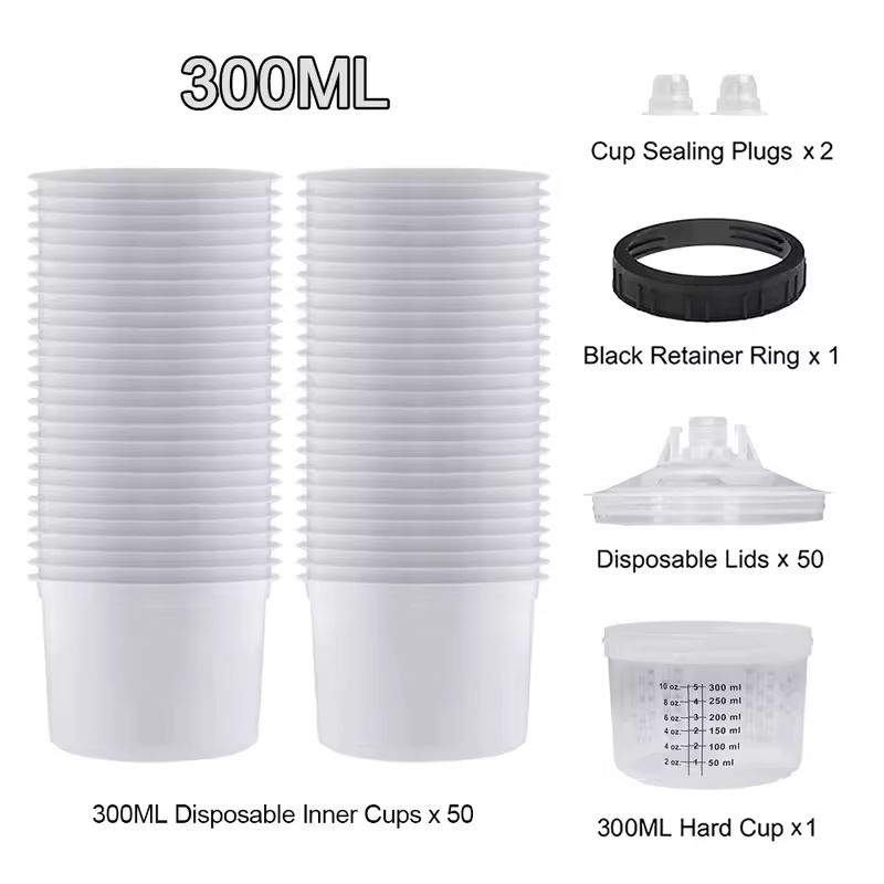 50Pcs/Set Spray Gun Paint Mixing Cup H/O Quick Cup Spray Gun Tank 160ML/300ML/600ML Disposable Paint Cup - Image 5