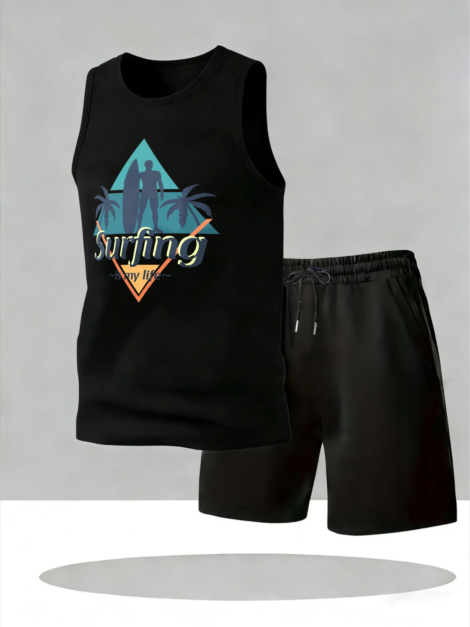 

Men's Tank Top Sets 2026 Summer Quick drying Suit for man oversize Breathable beach sports men's sports suit crewneck running