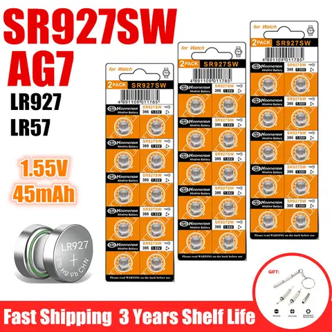 10-100pcs AG7 Alkaline Button Cell Battery 1.5V  LR927 LR57 SR927SW 399 GR927 G7 Watch Toys Remotes Cameras High Capacity