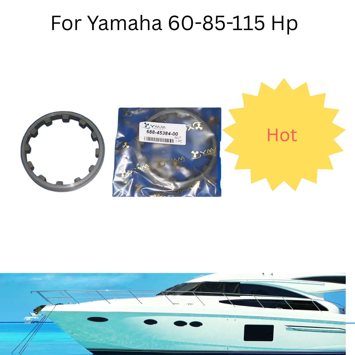 

Деталь кольцевой гайки морского подвесного мотора для аксессуаров двигателя Yamaha 60-85-115 л.с. 688-45384-00