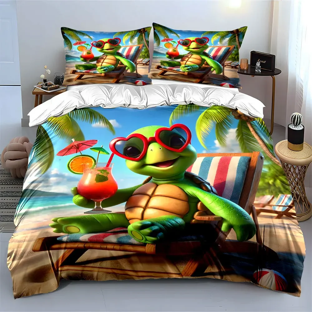 

"Tropical Beach Turtle Decor Set" Soft Comfortable Duvet Cover Bedding Set Included 1*Duvet Cover & 2*Pillowcases, gift