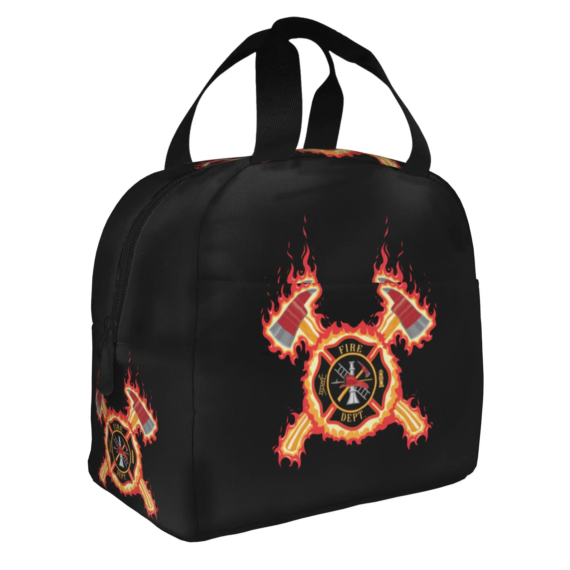 Firefighter Cross Thermal Insulated Lunch Bags Fire Rescue Fireman Resuable Lunch Container for School Office Outdoor Food Box