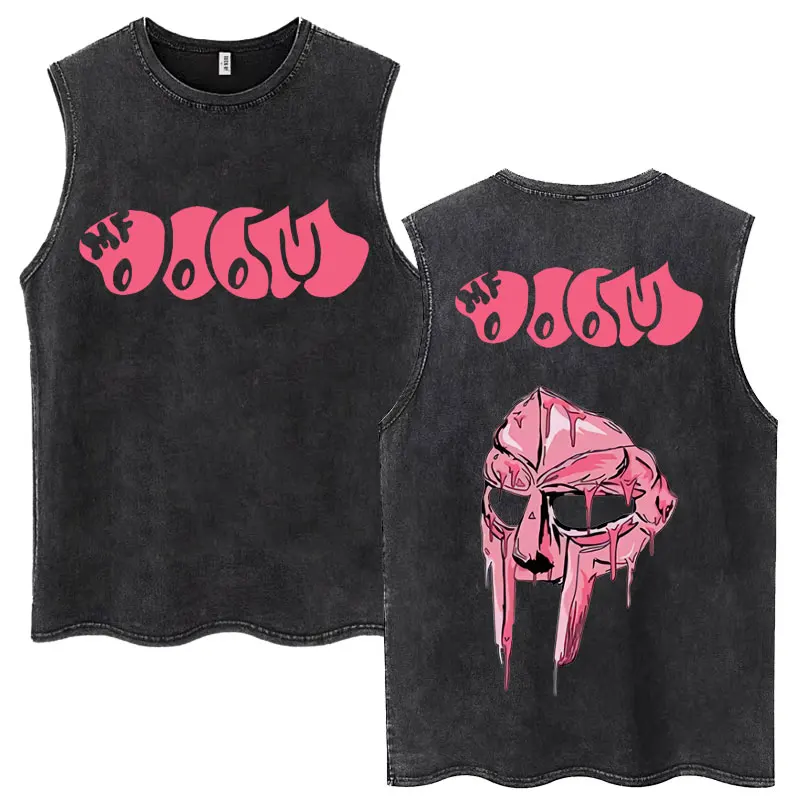 غسلها مغني الراب Mf Doom Madvillainy ألبوم تانك القمم الرجال النساء الهيب هوب موضة القوطية أكمام تي شيرت القطن المتضخم تي شيرت