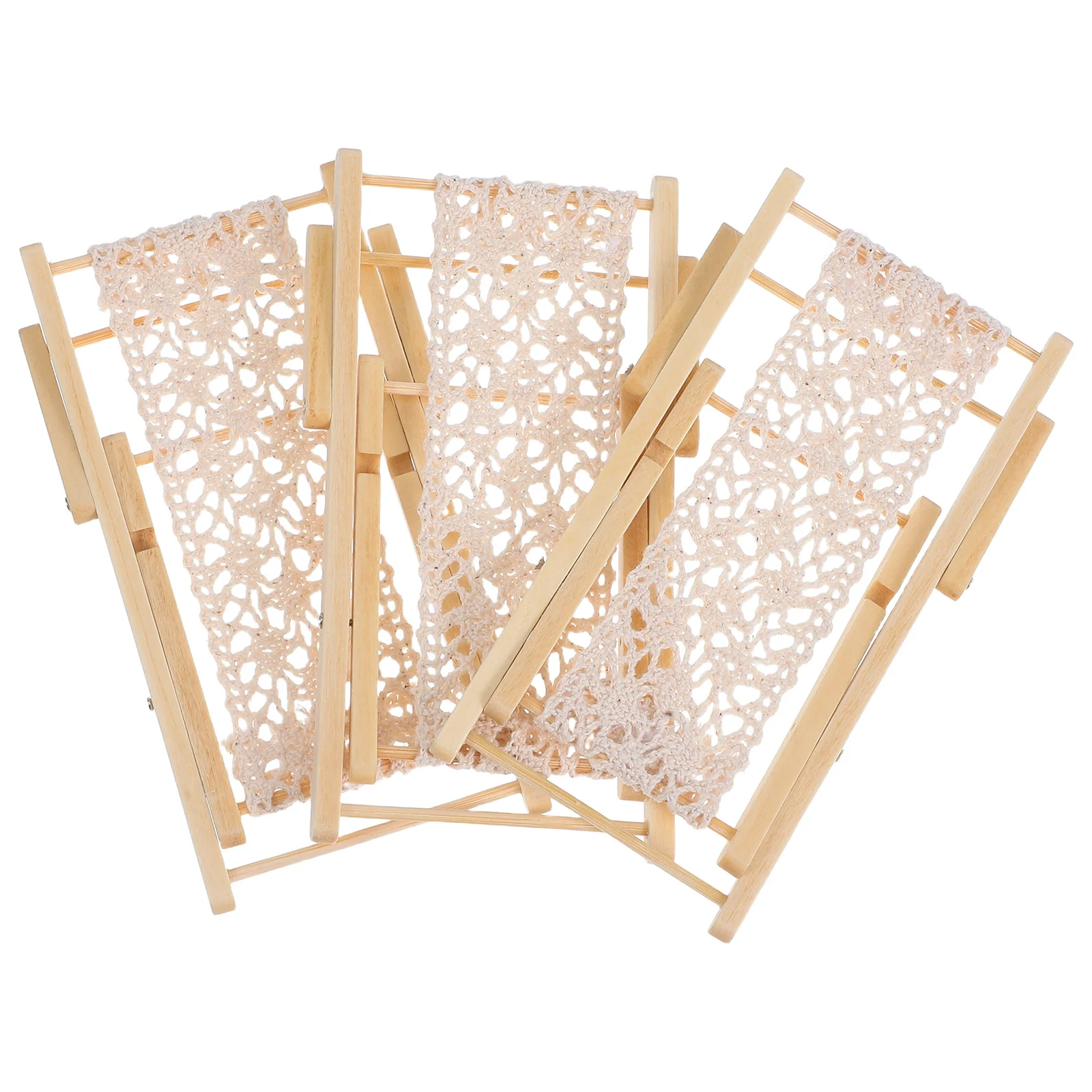 3 قطعة كرسي الشاطئ الخشبي الصغير المحمولة تصميم صغير حمام شمس الجلوس DIY بها بنفسك المشهد الصغير الجنية إكسسوارات الحديقة #4