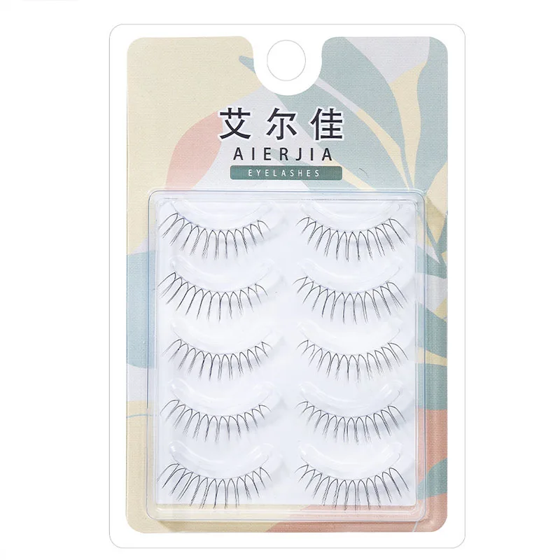 5 Pairs Soft Air V Shaped Manga Eyelash Extensions Little Devil Handmade Transparent Stem Natural False Eyelashes Makeup Tools