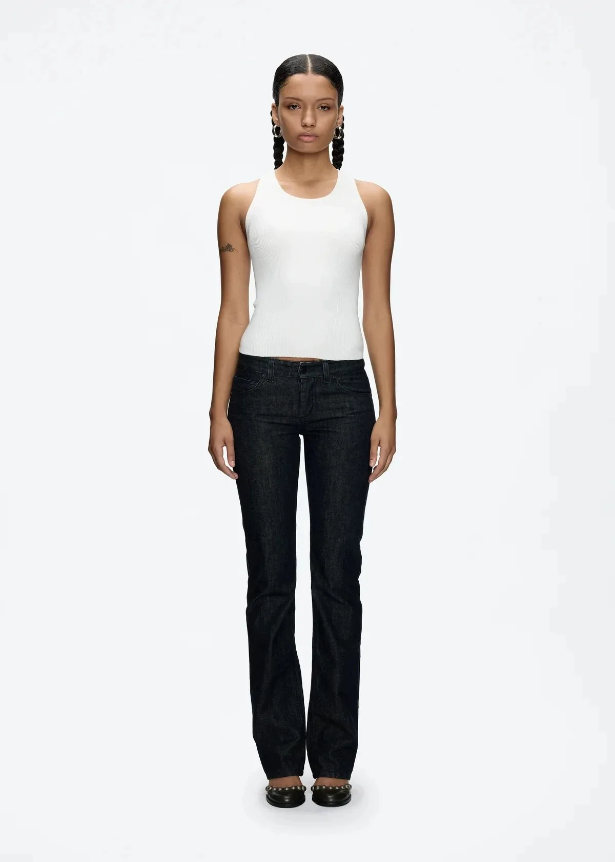 بنطلون جينز بدون أكمام أصلي منخفض الارتفاع غير قابل للتمدد #4