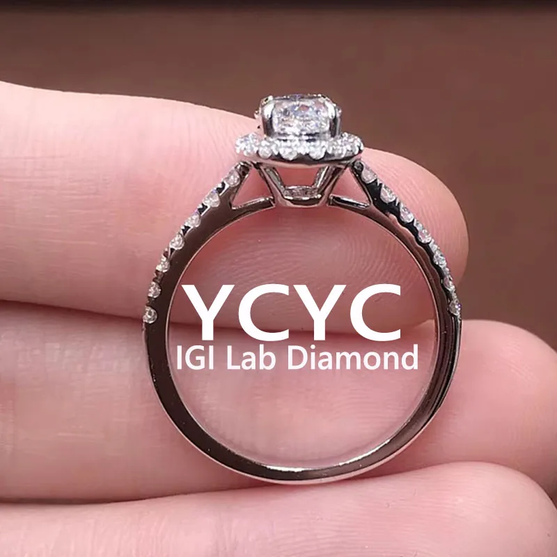 مصنع بيع الذهب الأبيض عيار 14 قيراط 3 4 5 قيراط مختبر نمت خاتم الماس البيضاوي قطع الماس CVD HPHT DEF VS-VVS خاتم الزواج والخطوبة #1