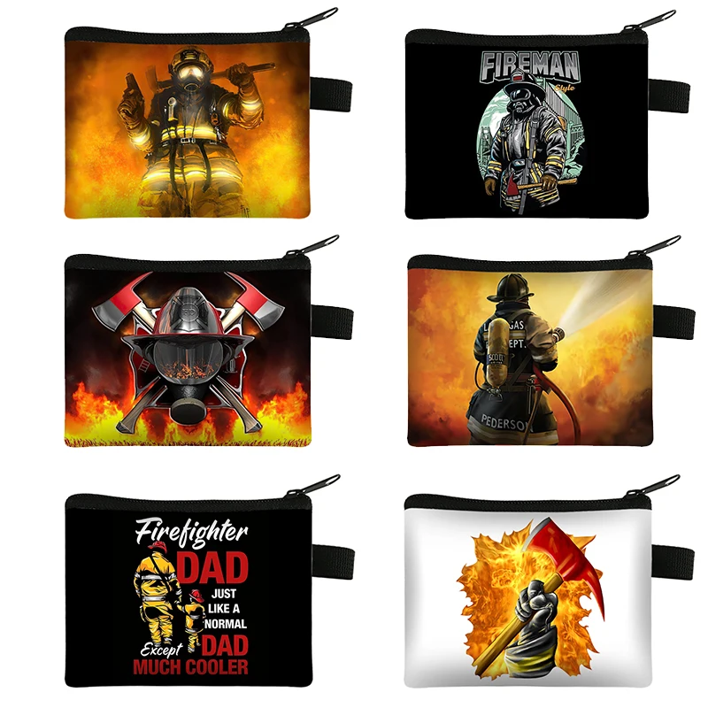 

Cool Firefighter Print Coin Purse Women Wallets For Travel Fireman Rescue Team Handbag ID Credit Card Money Holder Bags Gift