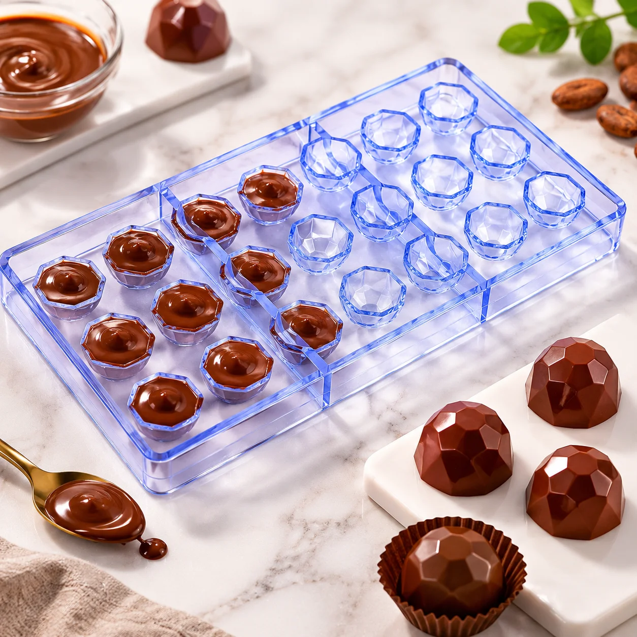 1Pc Polycarbonate Diamond Chocolate Mold, Beginner Friendly for Bakers & Candy Making