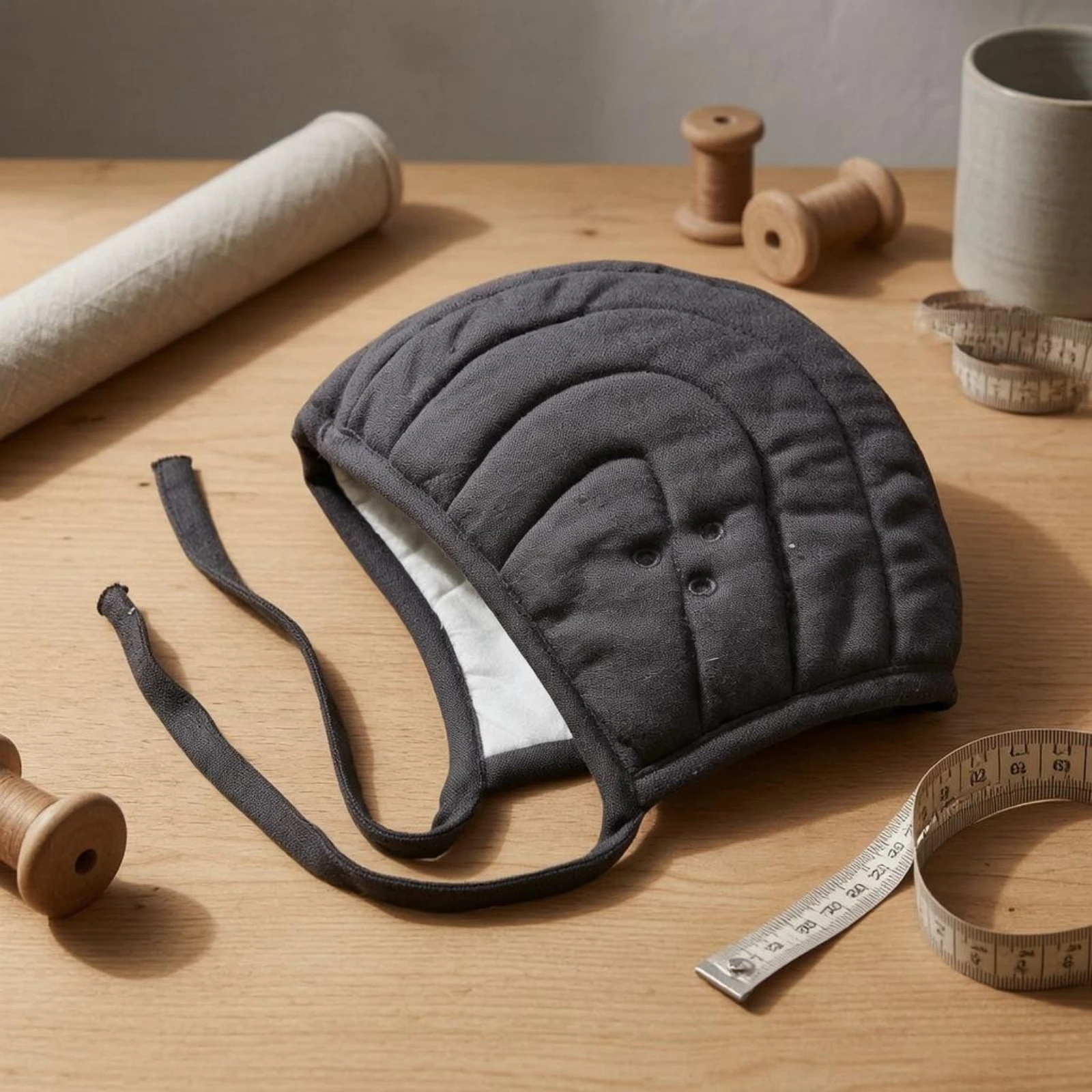 Gorra de armadura con ajuste cómodo, forro acolchado para casco, gorra de lino acolchada, coif medieval transpirable, históricamente precisa para jugadores de LARP