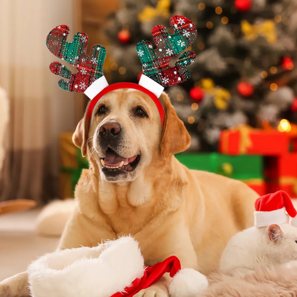 Christmas Antler Headband Dog Antler Headband Christmas Headwear for Puppy Reindeer Pet Costumes Accessories for Pets