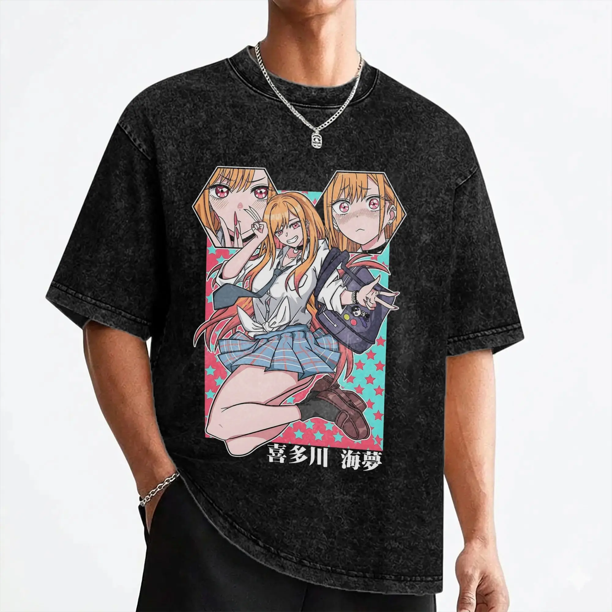 Marin Kitagawa Anime Washed T Shirts Streetwear Retro T-Shirt Tees for Men Women 100% Cotton Harajuku Printed
