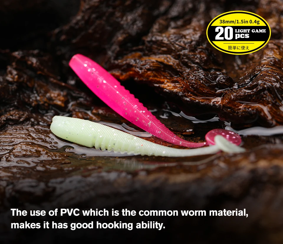 TSURINOYA T Schwanz Weichen Köder Angeln Köder FLEX 38mm 0,4g 20 stücke Licht Spiel Künstliche Silikon UV weiche Köder Für Ajing Rockfish – Detail 9