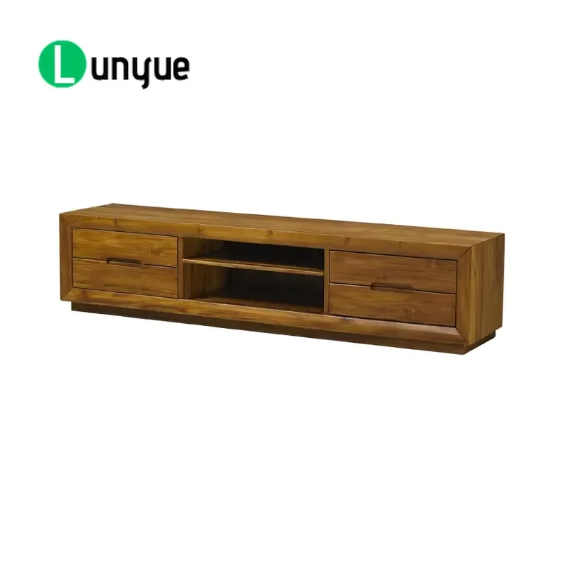 Rustic Classic Teak TV Cabinet 4 Drawers Modern Design Indonesian Legal Wood Durable Living Room Furniture Storage Console