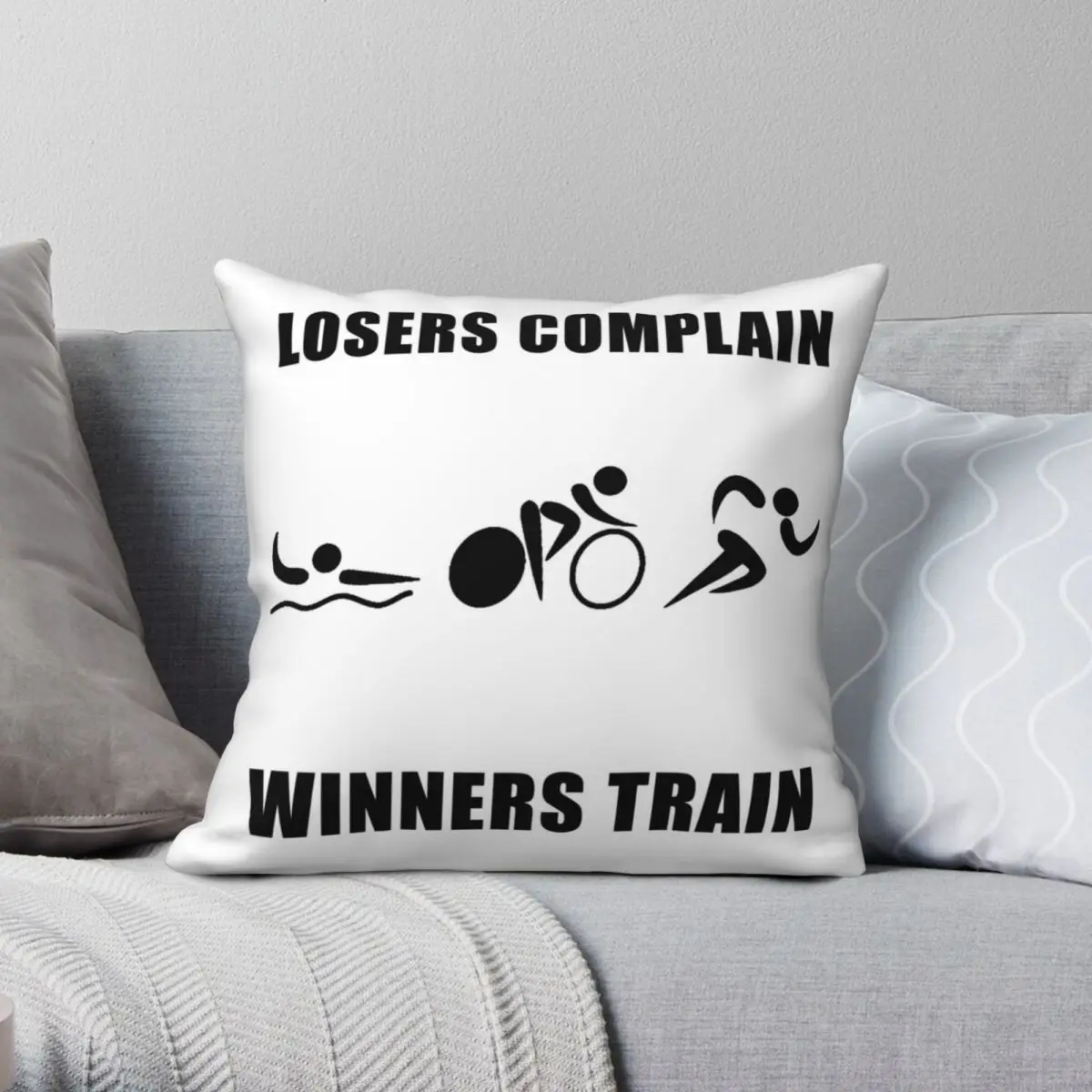 Triathlon Winners Train Square Pillowcase Polyester Linen Velvet Printed Zip Decorative Pillow Case Bed Cushion Cover