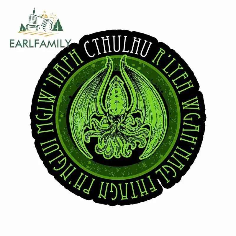 EARLFAMILY 13cm x 12.9cm for Nvoking Cthulhu Mysterious Character Green Car Stickers Motorcycle Decal VAN Anime Car Accessories