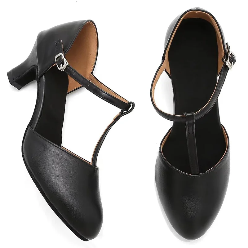 Scarpe da ballo latino da donna con cinturino a T antiscivolo per danza sociale latino tango per adulti con soletta morbida e fodera comoda