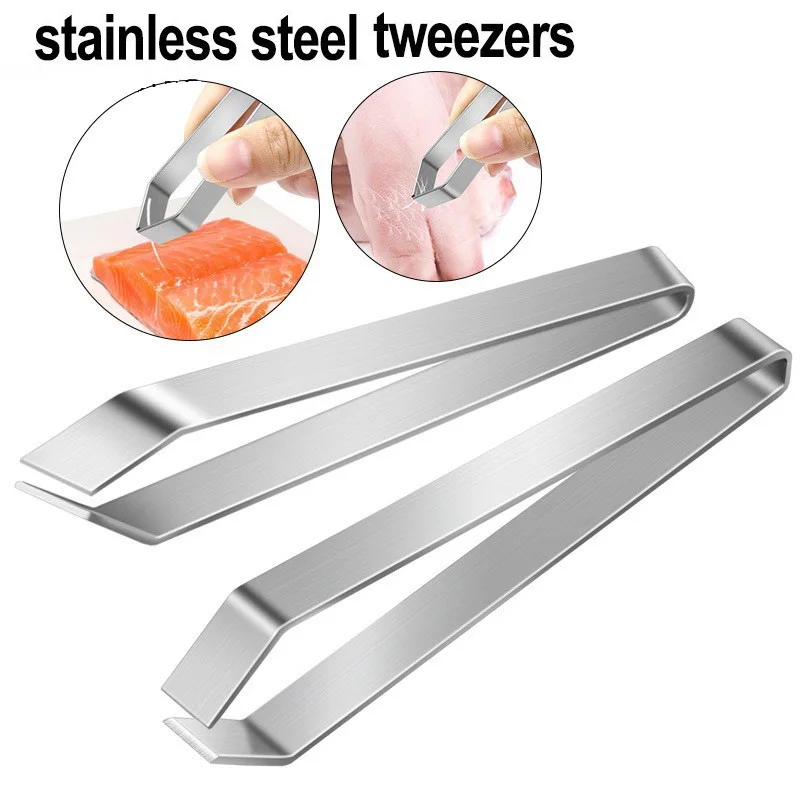 Stainless Steel Fish Bone Tweezers Pig Hair Clipper Kitchen Tweezer Remover Pincer Puller Tongs Pick-Up Seafood Tools