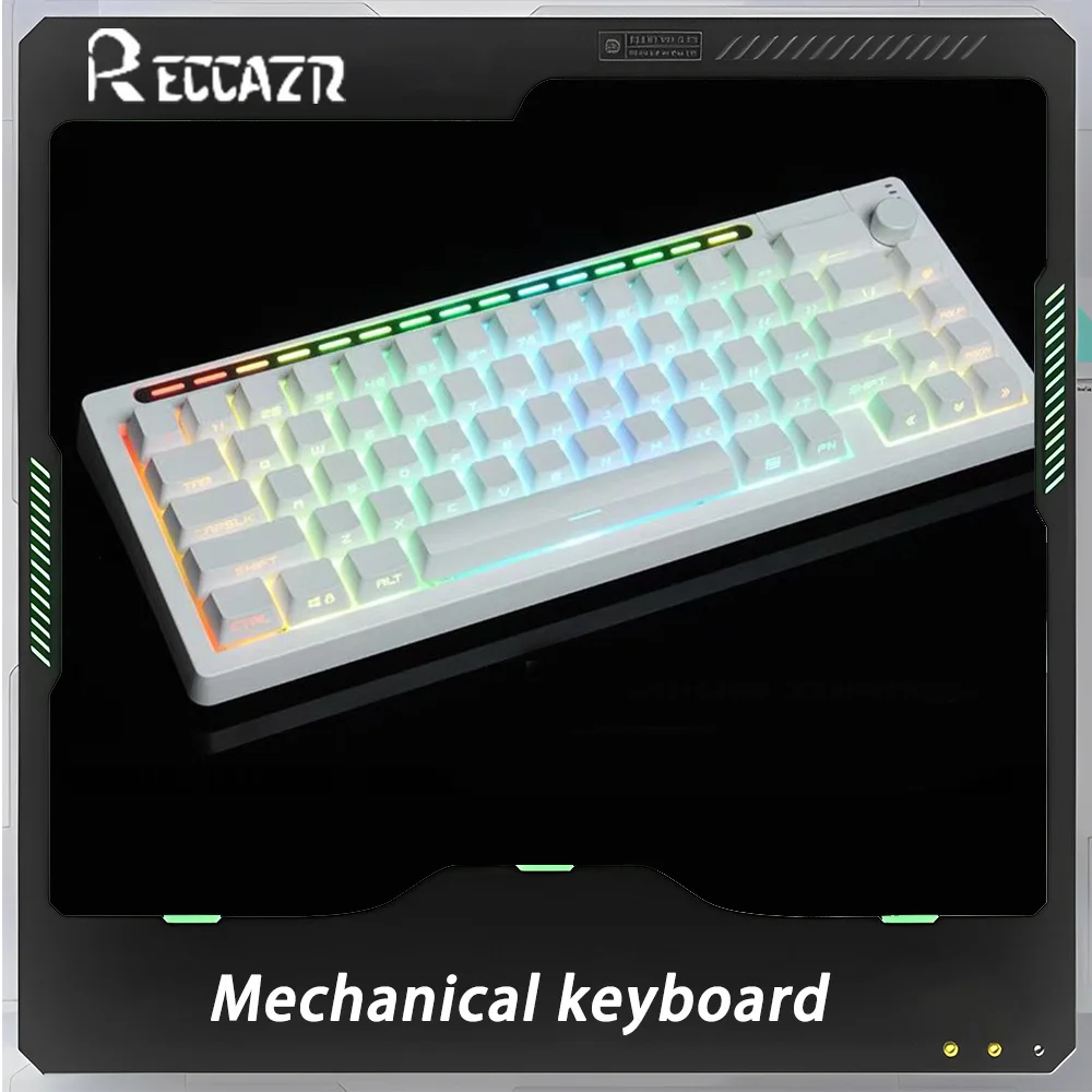 

RECCAZR R66 Mechanical Keyboard Three Mode Multifunctional Knob Wireless Gaming Keyboard RGB Hot Swap Pc Gamer Accessories Gift