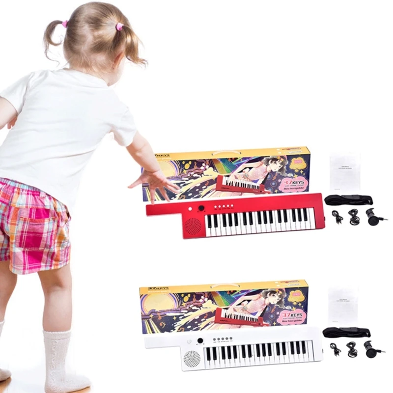 

11UE Musical Piano with Microphone and Power Connector for Boy Girl Kids Portable Piano Keyboard, 37 Keys Electronic keyboard