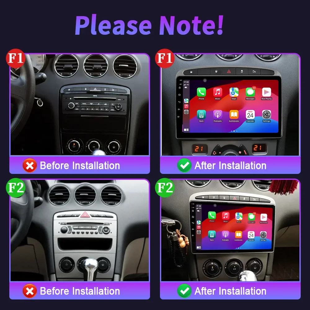 Android 14 Car Radio Multimedia Navigation For Peugeot 408 308 308SW Wireless Carplay Bluetooth Navigation Touch Screen Stereo