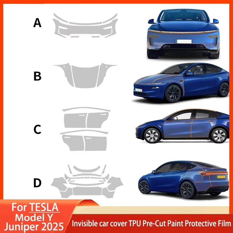 

Tesla Model Y Juniper 2025 2026 Car Paint Protection Film TPU 9Mil Clear Bra Scratch Resistant Transparent PPF Shield Wrap Cover