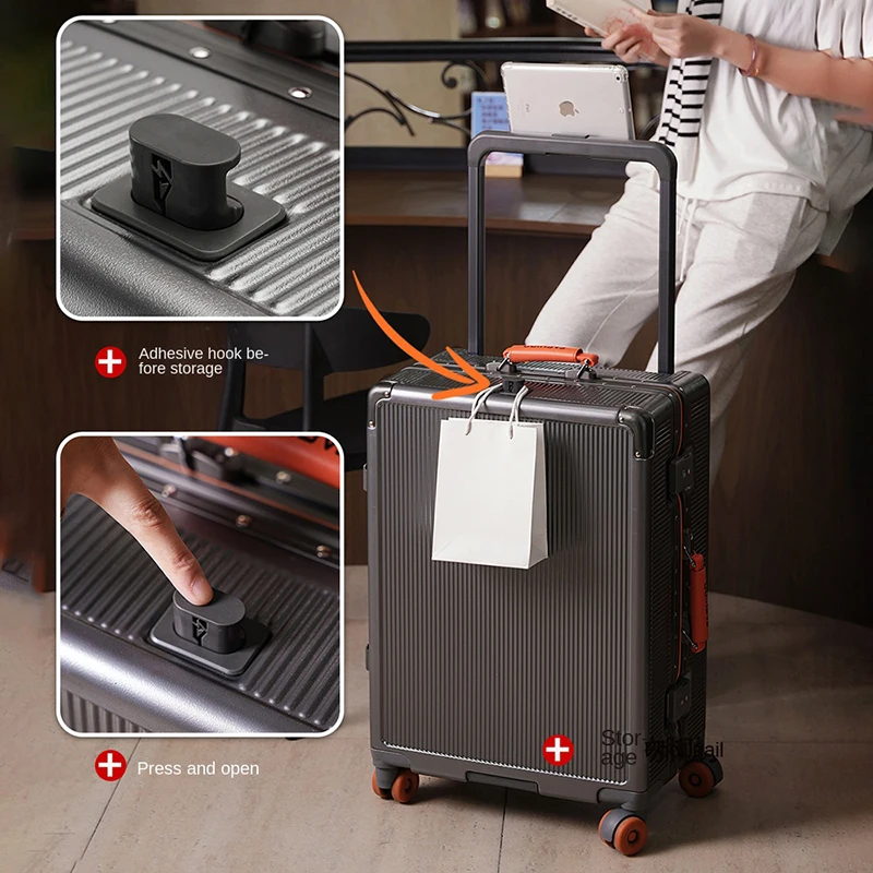 

Дорожный чемодан 20 "24" 26", высококачественный чемодан на колесиках с алюминиевой рамой, многофункциональный с подстаканником, посадочный ящик, чемодан на колесиках