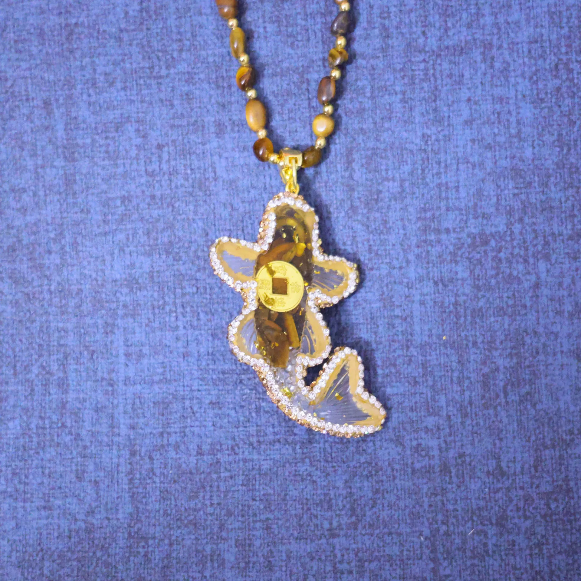New natural stone money koi casual sweater chain Chinese personality design retro necklace jewelry factory direct sales