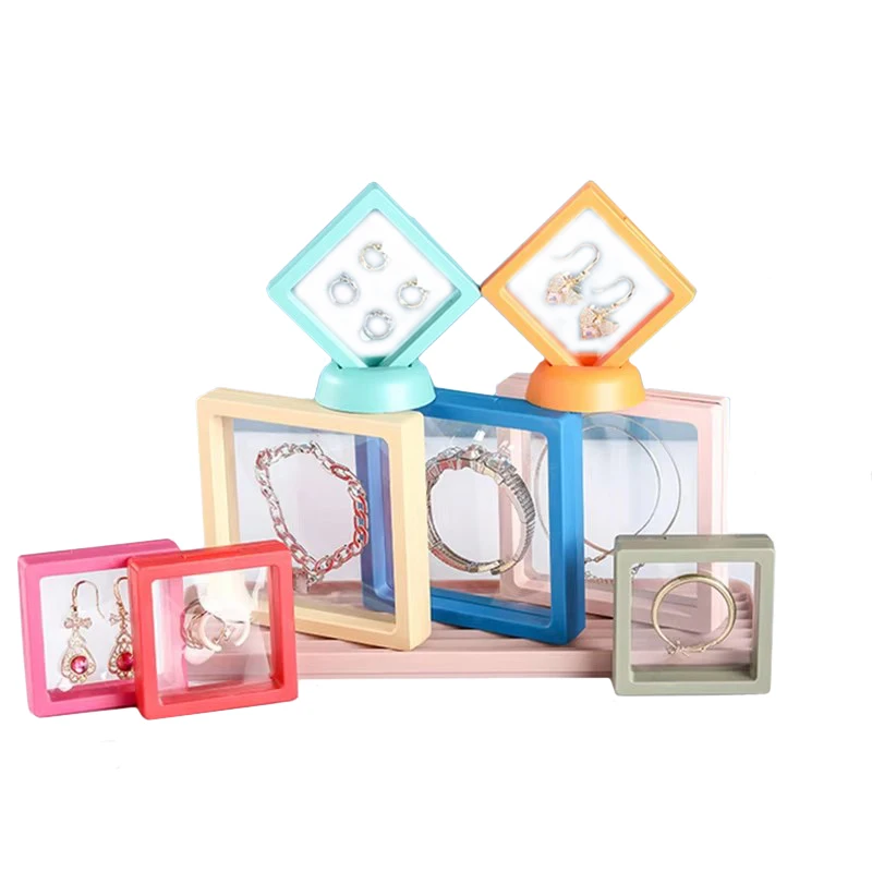 Multicolor Jewelry Display Box Earrings Display Ring Pendant Holder Protect Jewelry Stone Presentation Case  3D Floating