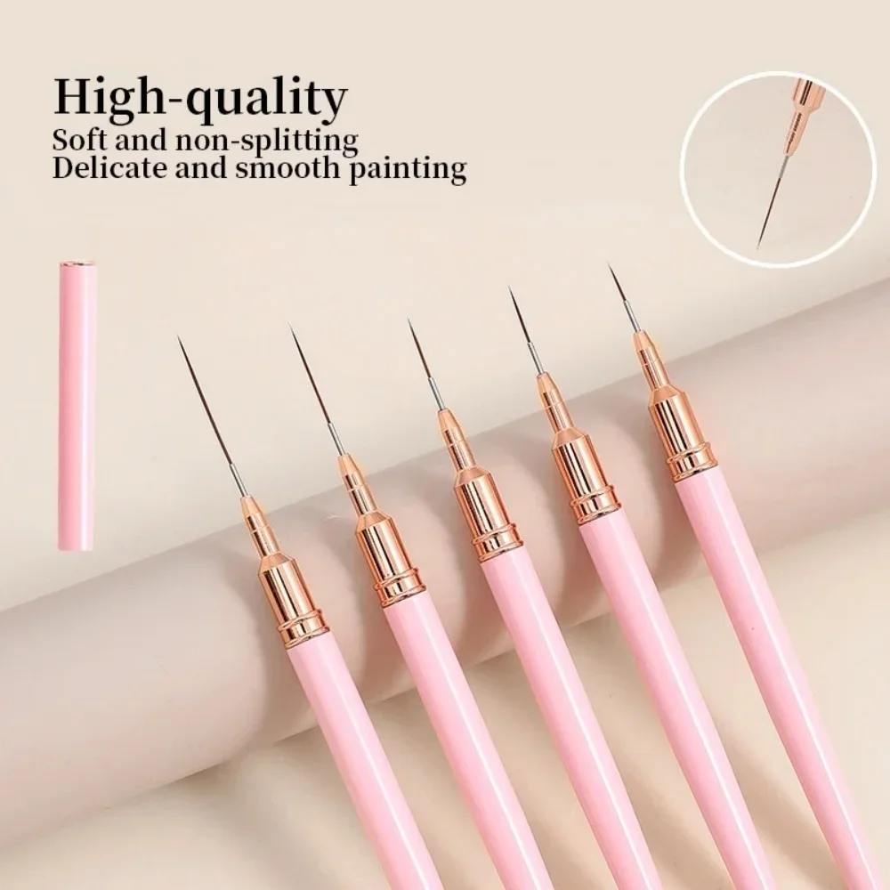 5Pcs/Set Nail Art Liner Brushes Se Ultra-thin Line Detail Drawing Painting Brushes Nail Design Pen Professional Manicure Tool